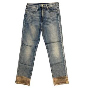 Rag & Bone Jeans Women’s 30 High-Rise Ankle Dip-Dyed Hem Cigarette Blue Denim